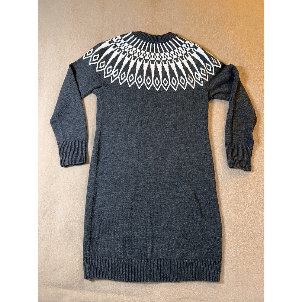 Tommy Hilfiger Sweater Dress M Gray Fair Isle Nordic Preppy Cozy